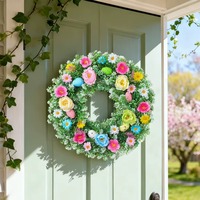 Guirlande de fleurs artificielles mixtes, faite à la main, pour décoration murale ou de porte, idéale pour mariage, Pâques et autres fêtes