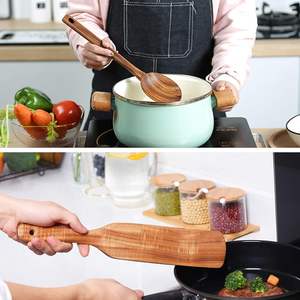 Wooden Spurtle <b>Set</b> <b>of</b> 9,Wooden Spoons for Cooking, Natural Teak Wooden Utensils for Cooking, Stirring, Mixing, Serving,Spurtles - Product Image 6