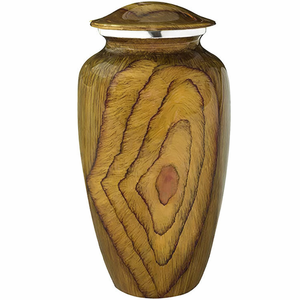Smooth Oval Shape Wooden Cremation Urn With Warm Honey Brown Finish And Elegant <b>Memorial</b> Base - Product Image 3