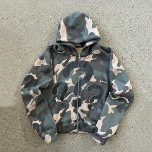 Sudadera con Capucha de Algodón para Hombre, Personalizable con Logotipo, Pedrería, Serigrafía, Cierre de Cremallera, Hombros Caídos, Estilo Vintage de Invierno - Product Image 1