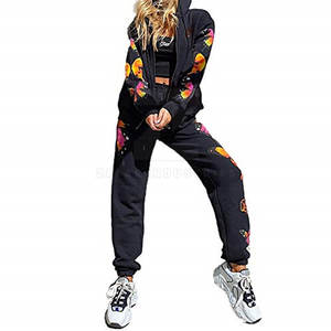 ชุดวอร์มผู้หญิงผ้าฝ้าย100% มีฮู้ดเป็นมิตรต่อสิ่งแวดล้อมชุดวิ่งจ๊อกกิ้งเสื้อแขนยาวดีไซน์ล่าสุด - Product Image 2