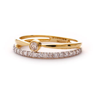Bague de fiançailles en or rose de luxe à double bande avec diamants pour femmes, bijoux fins, cadeau - Product Image 4