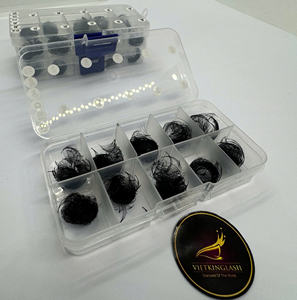 Extensions de cils Mega Volume faites à la main avec 12 rangées 1000 fans Plateau Extensions de cils Matériel PBT Noir naturel Base pointue - Product Image 6