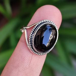 925 Sterling Silver Handmade <b>Crystal</b> <b>Ring</b> with Black Onyx Gemstone for Women's Daily Wear Birthstone Jewellery for Gifts - Product Image 6