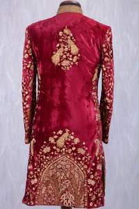 2025 Heavy Zari bordado Sherwani con pantalón y zapatos a juego elegante vestido de boda y fiesta para hombres - Product Image 2