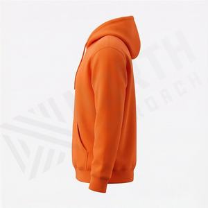 Sweat à capuche décontracté pour homme, imprimé personnalisé, couleur unie, motif uni, polaire thermique d'hiver, 100% coton noir, service OEM personnalisé - Product Image 3