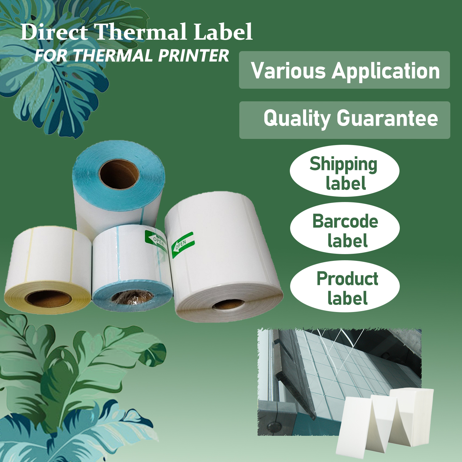 Factory Sample Free Direct Thermal Label for Barcode Label for Logistic Waybill Sticker and Supermarket Price Tag 4*6 1*2 Inch
