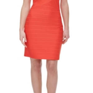 Abito da cocktail GUESS da donna arancione corallo elasticizzato aderente con cerniera e cut-out senza maniche per feste ed eventi - Taglia 16 - Product Image 3