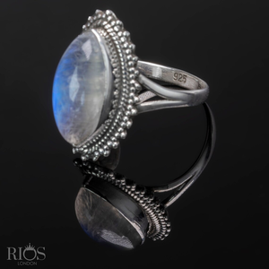 Bague pour femme élégante unique en argent sterling 925 serti de pierres précieuses en pierre de lune naturelle classique pour mariages tenue quotidienne - Product Image 3