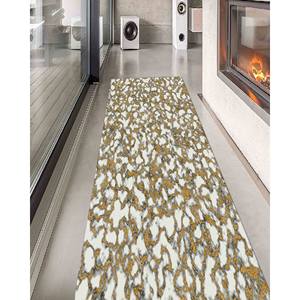 White and Gold Marble <b>Rug</b>: Shimmery Contemporary Accent <b>Rug</b>,<b>Chenille</b> <b>Rug</b> - Product Image 4