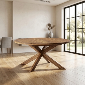 new modern minimalist wholesale solid teak wood <b>round</b> dining <b>table</b> spider legs outdoor <b>patio</b> indoor living room furniture setups - Product Image 3