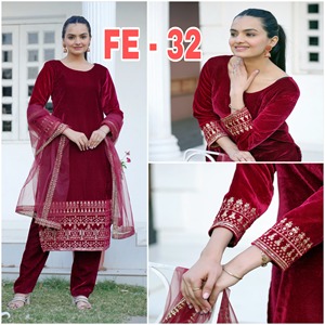 Vestido informal de verano bohemio Viscos pesados terciopelo sólido cuello redondo secuencia bordado tejido largo lindo hasta la rodilla vestido Kurti - Product Image 2