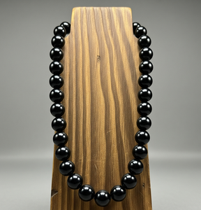 Collar con cuentas de piedra de ónix negro Natural curativo con diseño anudado a mano de 925 de plata de 18 pulgadas para mujer - Product Image 5