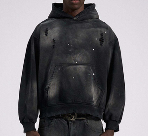 Ensemble de survêtement personnalisé pour homme en molleton 100% coton, effet délavé à l'acide, effet délavé au soleil, broderie personnalisée, effet vieilli - Product Image 3