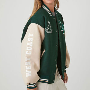 Chaqueta universitaria para mujer, chaqueta de béisbol recortada de manga larga, chaquetas universitarias personalizadas con hombros caídos - Product Image 2