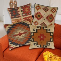 100% Jute tissé à la main indien maison décorative canapé housse de coussin bohème Vintage Kilim taie d'oreiller jeter lit chambre taies d'oreiller