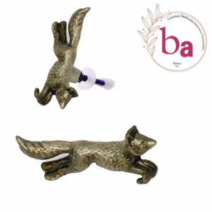 Antique courant renard animaux boutons céramique fonte laiton tiroir armoire poignée tire pour commode salle à manger et chambre garde-robe - Product Image 1