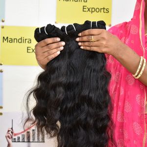 Cabello virgen crudo alineado con cutícula 100%, mechones ondulados de Color negro Natural baratos, vendedores, extensiones de cabello humano brasileño Temple - Product Image 4