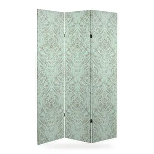ฉากกั้นผ้าใบพับได้สองด้านลายดามัสก์สีเขียวอ่อน - Product Image 4