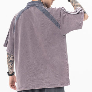 Camiseta Polo Extra Grande de Peso Pesado con Serigrafía Personalizada OEM, Lavada Vintage, con Logotipo Bordado Desgastado para Hombre - Product Image 5