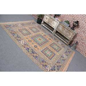 Tapis de 5,7 x 8 pieds, grand tapis vintage, tapis bleu ombré - Product Image 4