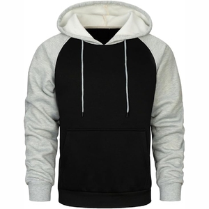 Sudadera con capucha premium negra y gris jaspeado, estilo pullover con bolsillo canguro, tamaño y diseño personalizados - Product Image 5