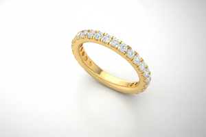 แหวนวงกลมทรงกลมประดับเพชรธรรมชาติและทอง 14K สำหรับผู้หญิง - Product Image 4