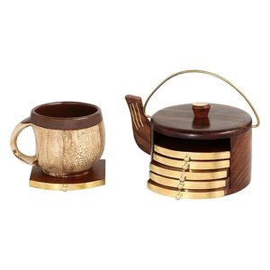 Sous-verre en bois conçu à la main pour bouilloire à thé sous-verre personnalisé sans bois de l'Inde - Product Image 4