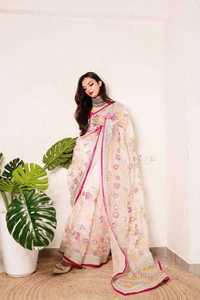 Traditional Handwork Detail Soft Pure <b>Silk</b> <b>Organza</b> Designer Saree Comfortable Ethnic Attire For Events Affordable Global Supply - Product Image 4
