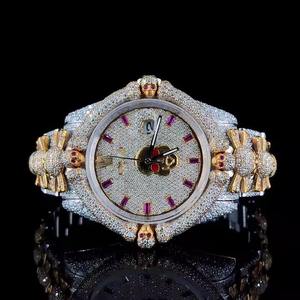 Reloj de lujo de acero inoxidable para hombre, Blanco completo, día y fecha, esfera árabe, ventana de cristal de diamante Moissanite, regalo perfecto para él - Product Image 1