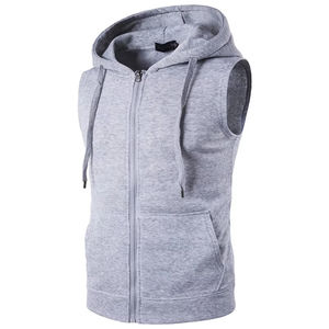 Spring Customized Slim Fit <b>Sleeveless</b> Pullover <b>Hoodie</b> <b>Men</b> Big Pocket Solid Sportswear - Product Image 1
