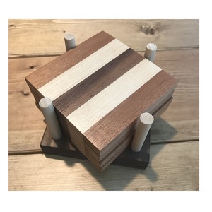 ชุดที่รองแก้วสำหรับดื่มทำจากไม้พร้อมที่วางทรงกลมสำหรับวางที่รองแก้วถ้วยชาทำด้วยมือ - Product Image 5