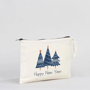 Pochette à fermeture éclair en coton rayé pour le Nouvel An, pratique, 10 x 7 (25 x 18 cm), sac cadeau personnalisé pour les fêtes - Product Image 6
