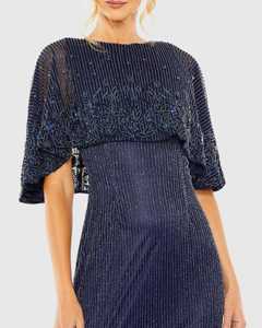 Robe de soirée longue élégante à sequins et perles, sans manches, forme trompette/sirène, motif floral - Product Image 1