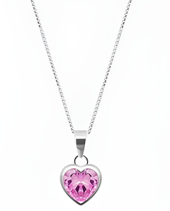 Colgante de Plata de Ley 925 con colgante de piedras preciosas de circón cúbico en forma de corazón Chapado en plata Colgante de moda romántico para mujer. - Product Image 3