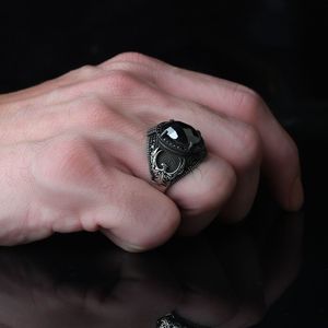 Hot Sales From Turkey Azuris <b>925</b> <b>Sterling</b> <b>Silver</b> Men's <b>Ring</b> in Ottoman Style Featuring a Natural Black Stone Model VALKH1464 - Product Image 3