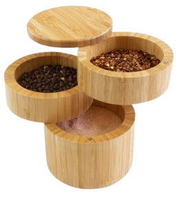 Tazón de caja de sal de madera de doble capa, tapa giratoria redonda, madera de acacia Natural, sal, pimienta, utensilios de cocina hechos en la India - Product Image 3