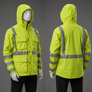 Trajes de lluvia de poliéster de alta visibilidad Uniformes DE TRABAJO impermeables con características de seguridad reflectantes fluorescentes para trabajos al aire libre - Product Image 6