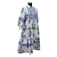 Robe en coton pour femmes, nouvelle conception élégante, imprimé floral à la main, col montant, respirante et confortable pour un usage quotidien