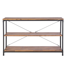 Juego de librería contemporánea con marcos de metal resistentes y estantes de madera para almacenamiento y exhibición en la sala de estar de la oficina en casa - Product Image 2