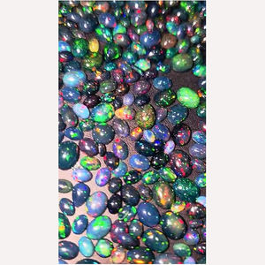 441ชิ้นของโอปอลสีดำเอธิโอเปียธรรมชาติ5x3 6x4 7x5 8x6 9x7มม. รูปไข่ Cabochon 262 CTS iroc ขายหลวมพลอย CAB เรา $262สำหรับทุกคน - Product Image 1