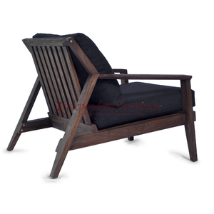 Sofá minimalista moderno para exteriores, silla de madera rústica de teca marrón con cojín cómodo para el hogar, el hotel o el jardín - Product Image 3