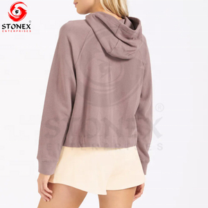 Wholesale Custom Heavyweight Cotton <b>Zip</b>-<b>up</b> <b>Hoodie</b> for Women French Terry Plain with Front Logo for Winter - Product Image 5