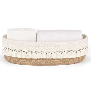 Venta al por mayor, cestas de almacenamiento de jacinto de agua artesanales elegantes y sostenibles, espacio decorativo ecológico - Product Image 5