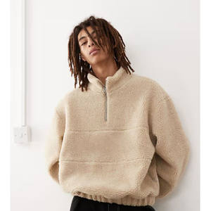 mock neck Private Label logo UNISEX Short Soft Sherpa Fleece Winter Crop Top <b>Half</b> <b>Zip</b> Hoodie <b>Jacket</b> HIGH QUALITY 2026 - Product Image 1