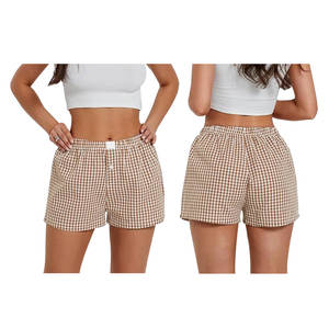 Shorts de Verano 2025 para Mujer, Cintura Alta, Ajustados, Transpirables, Casuales, para Descansar, Dormir, Cintura Elástica Regular, Lisos, Teñidos, con Logotipo, para Playa - Product Image 1