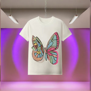 Camiseta artesanal de algodón blanco ligera y transpirable con cuentas, artesanía de lujo adornada con lentejuelas y bordado de cuentas - Product Image 5