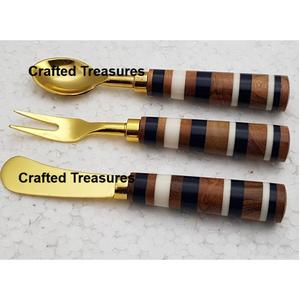 Sustainable Metal Cheese <b>Knife</b> & Butter Spreader Set Stainless Steel <b>Blade</b> with Epoxy Resin Handle for Home & Hotel Kitchen Use - Product Image 4