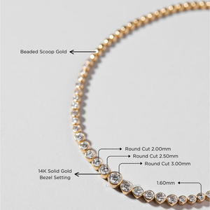 Presentamos nuestra nueva pulsera de cuentas de diamantes de moissanita redonda de oro sólido de 10K, conjunto de bisel, pulsera de oro con cuentas, regalo para novia - Product Image 6