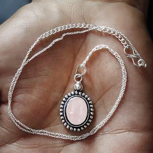 Pendentif mode femme Argent sterling 925 Quartz rose Pendentif en pierre précieuse Cadeau de mariage parfait pour l'amour avec bijoux estampillés 925 - Product Image 5